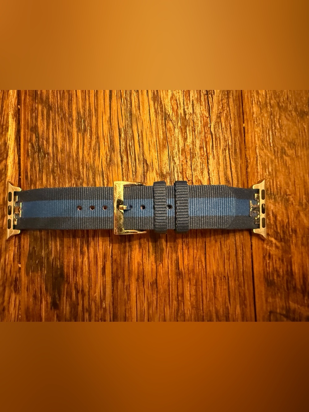 Tory Burch Striped Grosgrain Ribbon Navy Apple Watchband 38-40mm